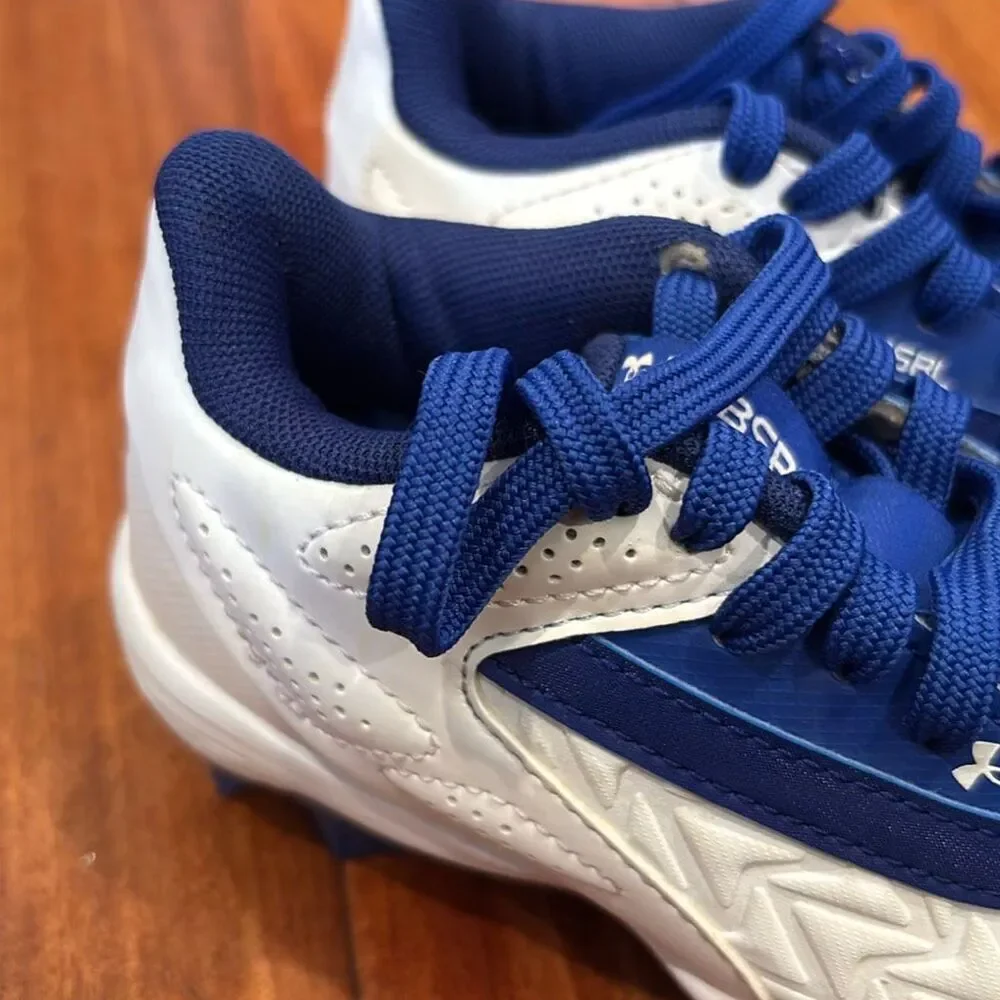 Under Armour BSBL Kids Baseball Cleats – Size 9K – White/Blue